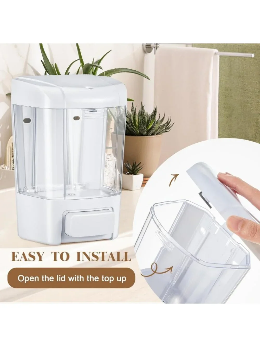6 Pcs Wall Mounted Soap Dispenser Set, 27 Oz, Stylish White Bathroom Organizer